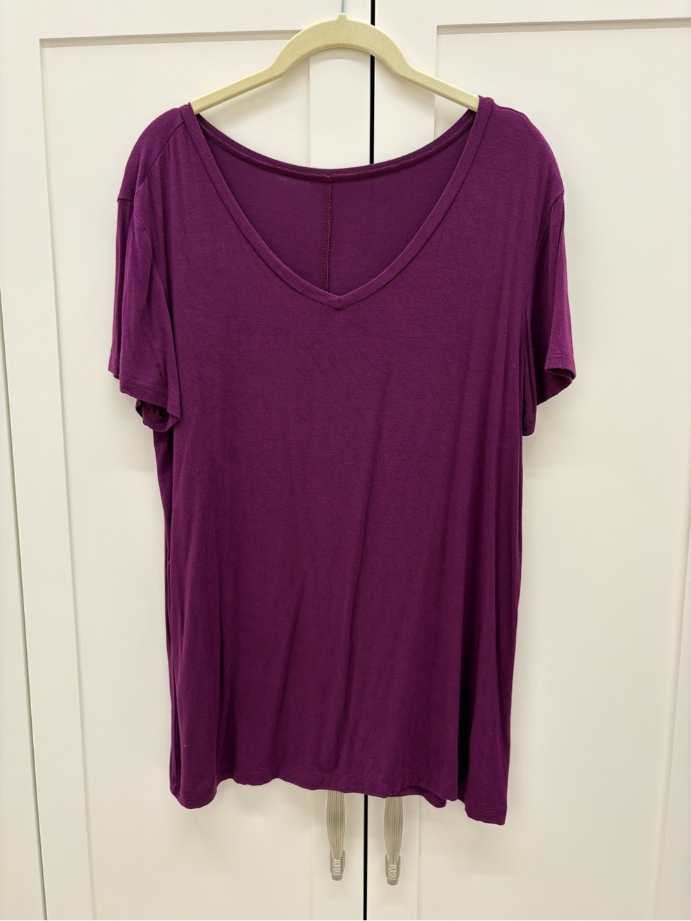 Women's V-Neck Short Sleeve Top - Purple